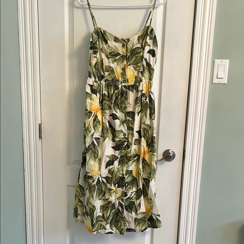 H&M Lemon print Spaghetti Strap Dress